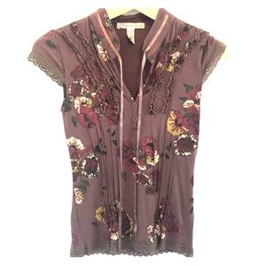 American Rag blouse, size XS, brown & fall floral